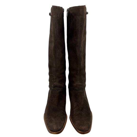 Timberland Genuine Leather Boots Women's Size 6M Brown Suede Heeled Knee High - Picture 1 of 6